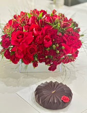 Load image into Gallery viewer, Valentines Acrylic Gift Box with Cake and Flower Arrangements RED COLOR